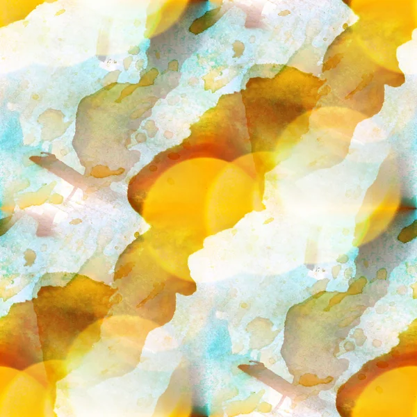 ボケ味のカラフルな柄水テクスチャ ペイント青、黄色抽象的な — ストック写真