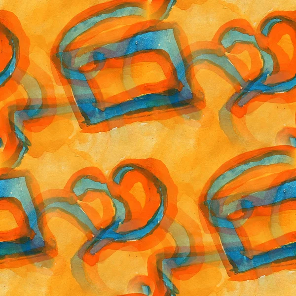 アメリカ古代オレンジ、青、黄色の飾りカラフルな p を描画 — ストック写真