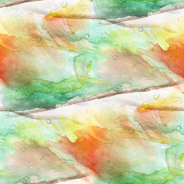 Colorido naranja, verde dibujo patrón agua textura pintura abstr — Foto de Stock