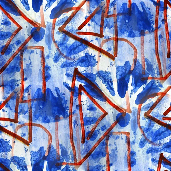 Grunge oude ornament tekening VS rood, blauw kleurrijke patroon — Stockfoto