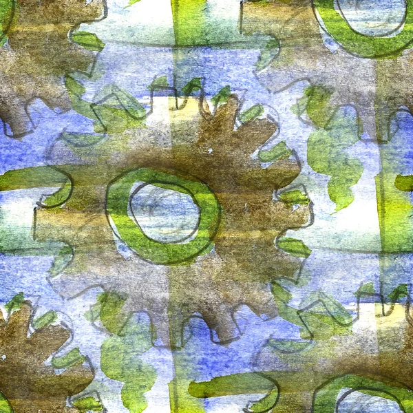 Grunge antik süs mavi su renkli desen çizim — Stok fotoğraf