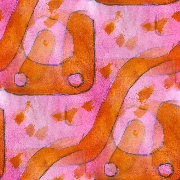 Ornamento dibujo naranja, púrpura EE.UU. patrón colorido agua ancie — Foto de Stock