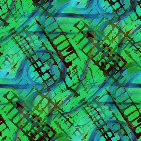 パターン設計シームレスな緑、青の水彩画のテクスチャ背景 — ストック写真
