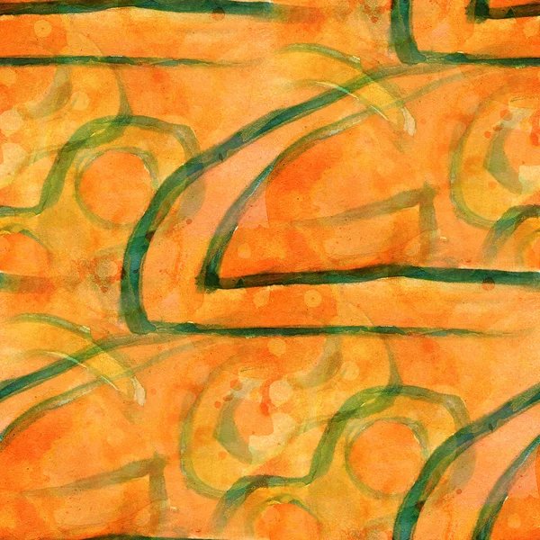 Pattern design seamless orange, green watercolor texture backgro — Stock Photo, Image