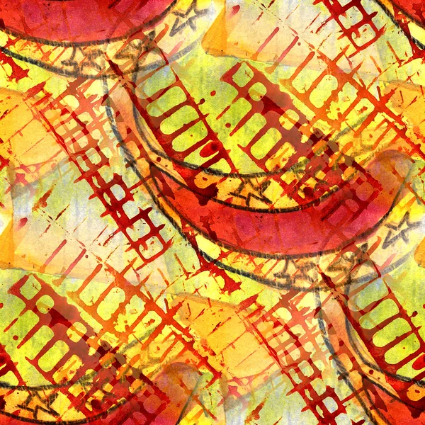 Mönster design sömlös akvarell gul, röd textur bak — Stockfoto