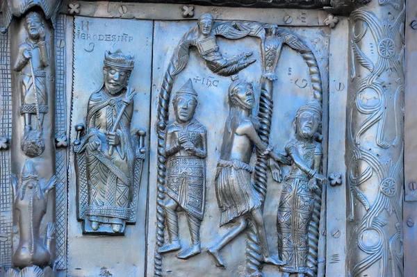 Fragment de portes en bronze de la cathédrale Sainte-Sophie. Veliky Novgorod — Photo