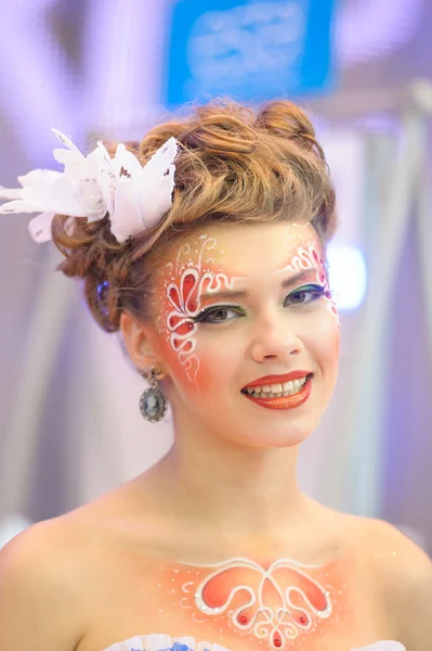 Creative makeup show at the festival of beauty — Stock Photo, Image