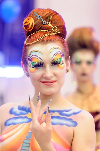 Creative makeup show at the festival of beauty — Stock Photo, Image