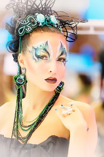 Pokaż kreatywnych makijaż na festiwalu piękna — Zdjęcie stockowe