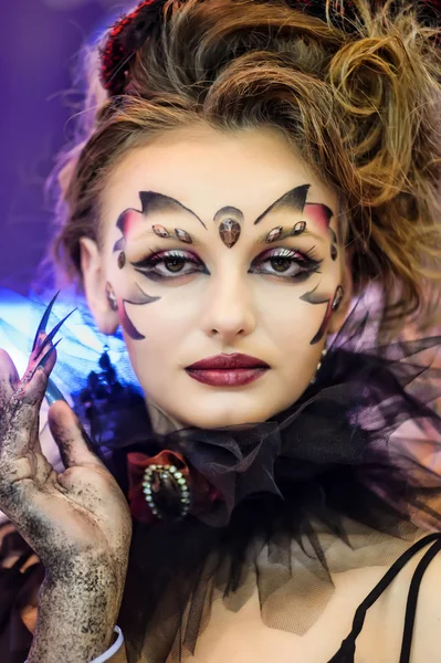 Creative makeup show at the festival of beauty — Stock Photo, Image