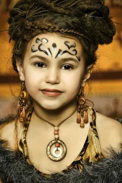 Portrait of girl in ethnic style with dreadlocks — Stock Photo, Image