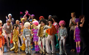 Dance performance on stage, Festival of children's dance groups, St. Petersburg, Russia. clipart