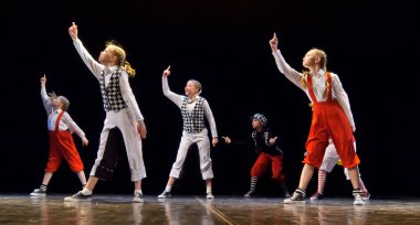 Dance performance on stage, Festival of children's dance groups, St. Petersburg, Russia. clipart