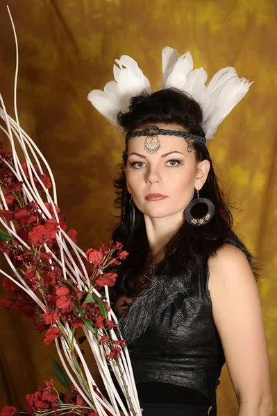 Woman in a suit of the American Indian — Stock Photo, Image