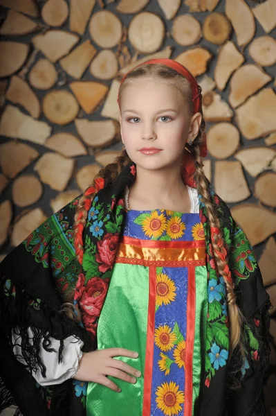 Girl in national russian costume. — Stock Photo, Image