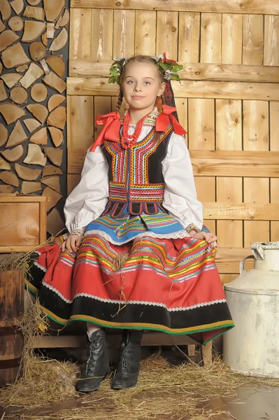 Polonyalı kız ulusal kostüm krakow — Stok fotoğraf