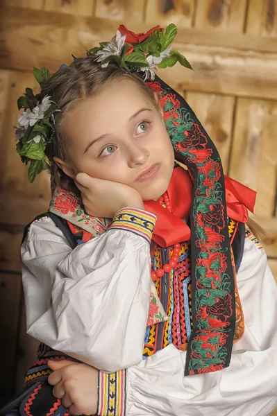 Ragazza polacca in costume nazionale Cracovia — Foto Stock
