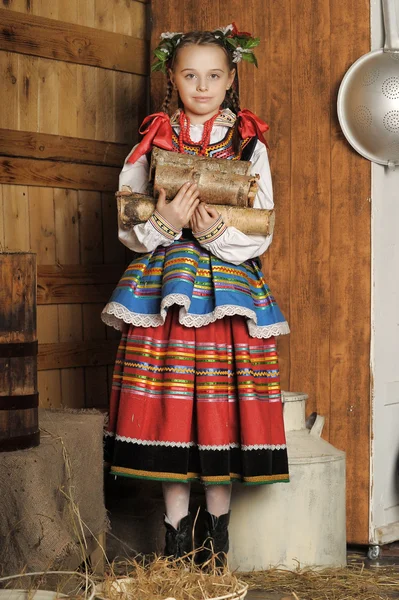 Menina polonesa em traje nacional Cracóvia — Fotografia de Stock