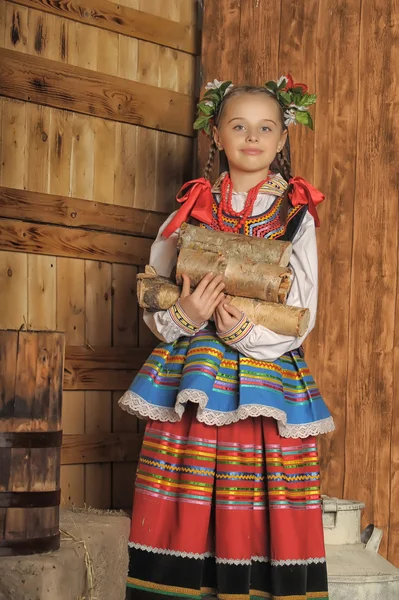 Polsk flicka i nationella kostym krakow — Stockfoto