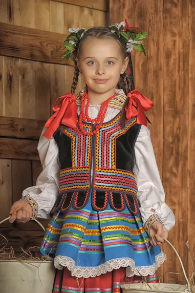Polonyalı kız ulusal kostüm krakow — Stok fotoğraf