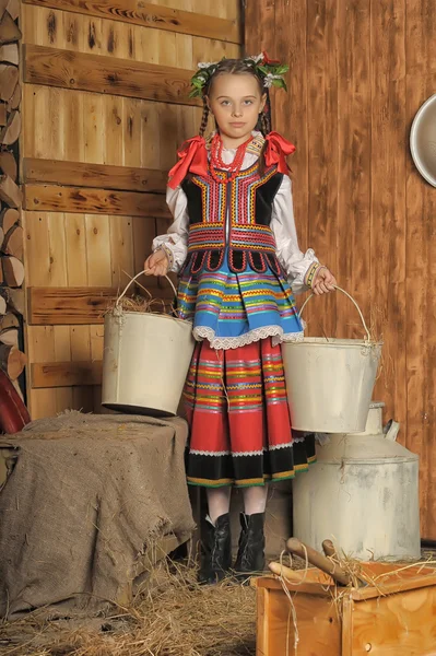 Πολωνικά κορίτσι στο εθνικό κοστούμι Κρακοβία — Φωτογραφία Αρχείου