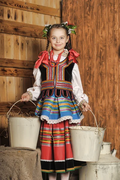 Ragazza polacca in costume nazionale Cracovia — Foto Stock