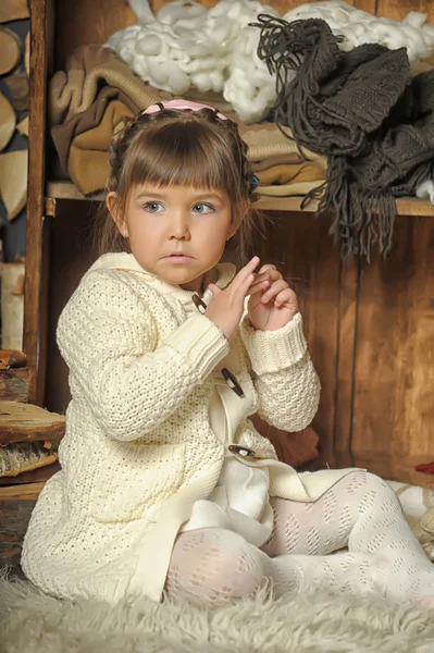 Girl next to the wardrobe — Stock Photo, Image