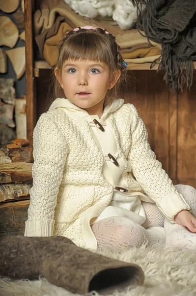 Girl next to the wardrobe — Stock Photo, Image