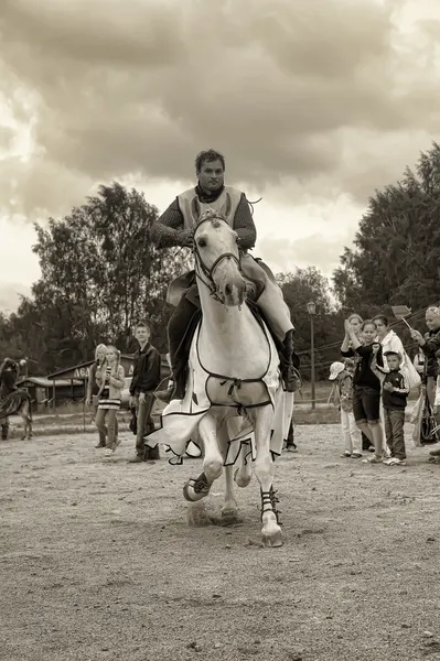 Medieval knight on horseback — Stock Photo, Image