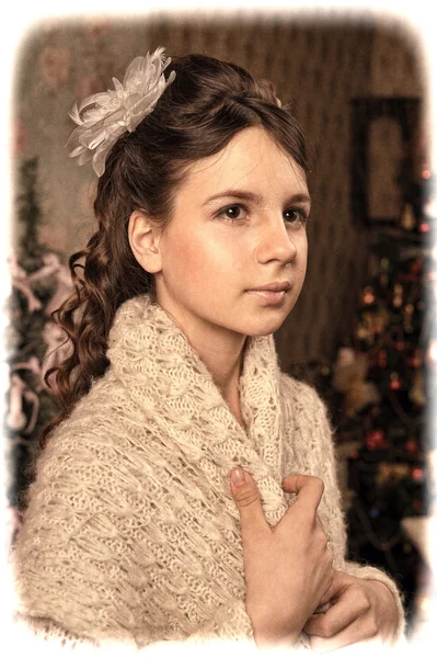 Photo of a pretty girl in vintage style — Stock Photo, Image