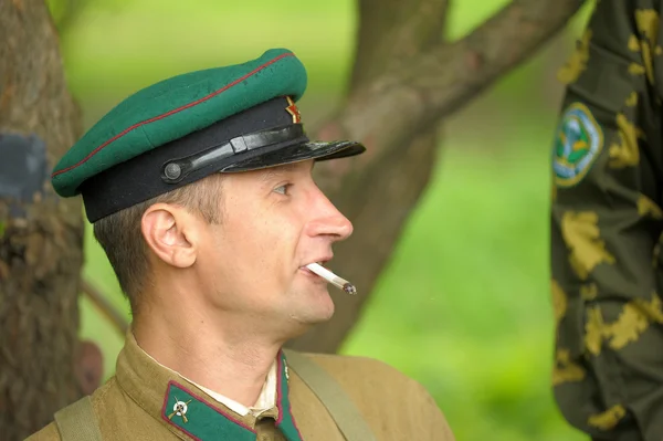 Men reenactors of combat operations — Stock Photo, Image