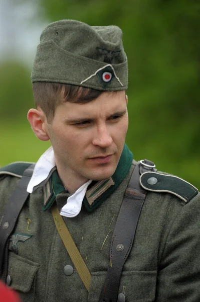 Man re-enactor of hostilities of World War II — Stock Photo, Image