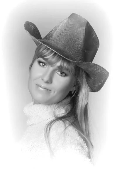 Vrouw in cowboy-hoed — Stockfoto