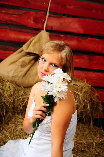 Photo of beautiful girl posing on the farm — Stock Photo, Image
