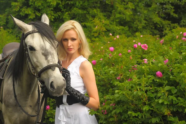 Menina com um cavalo — Fotografia de Stock