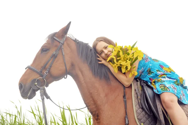 Menina com um cavalo — Fotografia de Stock