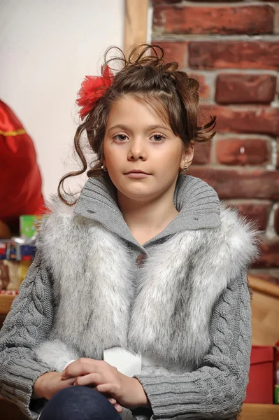 Retrato de Natal de uma menina — Fotografia de Stock