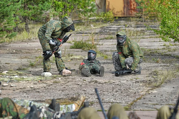 Paintball-Sportler während eines Spiels — Stockfoto