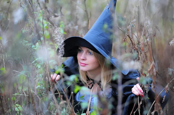 Girl in a witch costume — Stock Photo, Image