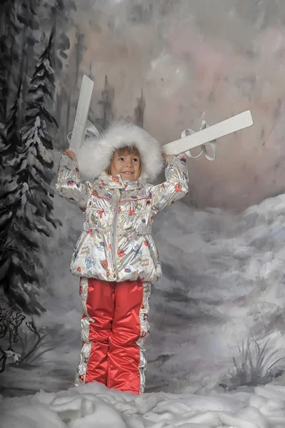 Skiën meisje — Stockfoto
