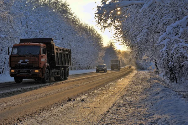 Verkeer in de winter — Stockfoto