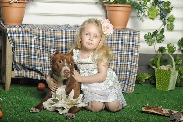 Meisje met hond — Stockfoto