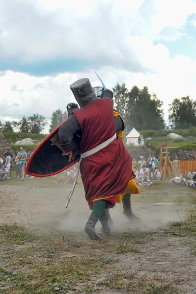 Medieval knights fighting — Stock Photo, Image