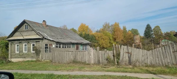 Russia Tver 2021 Wooden Houses Highway — Stock Photo, Image