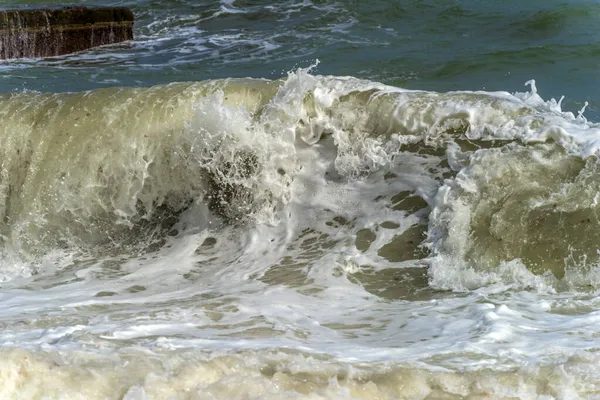 Vagues Long Côte Lors Une Tempête Sur Mer Noire — Photo