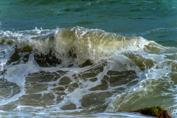 Vagues Long Côte Lors Une Tempête Sur Mer Noire — Photo