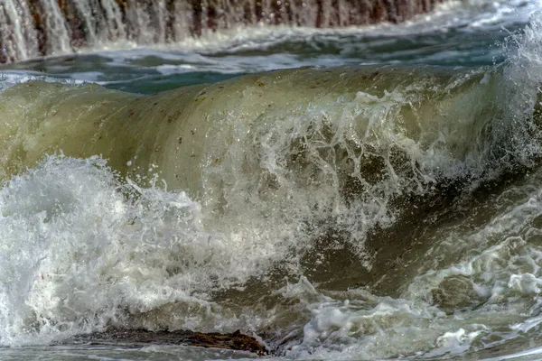 Vagues Long Côte Lors Une Tempête Sur Mer Noire — Photo