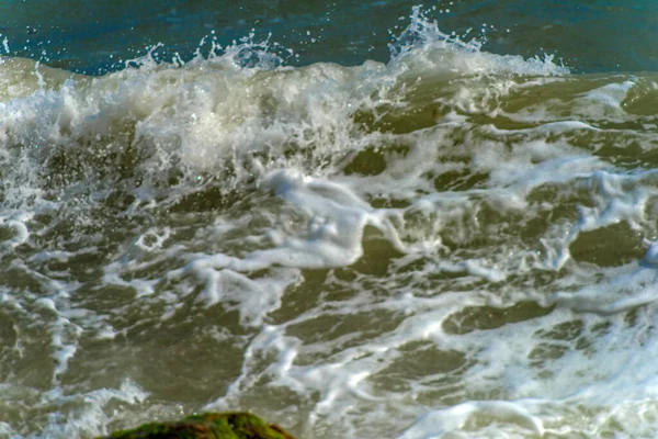 Vagues Long Côte Lors Une Tempête Sur Mer Noire — Photo