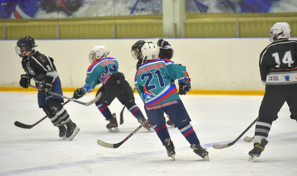 Russia San Pietroburgo 2019 Bambini Che Giocano Hockey Torneo Aperto — Foto Stock