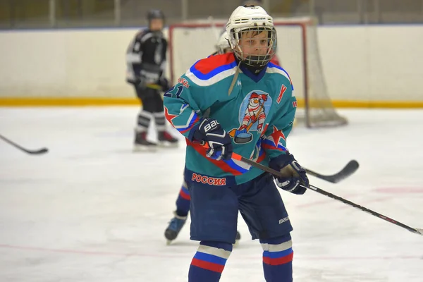 Росія Санкт Петербург 2019 Діти Грають Хокей Відкритому Турнірі Дитячого — стокове фото